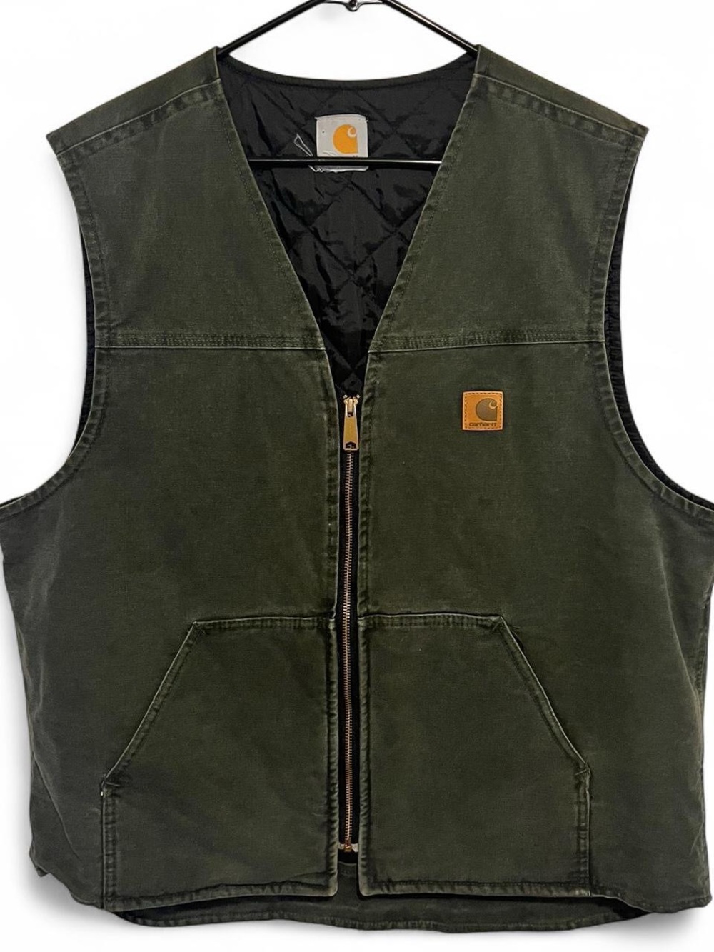 Vtg Carhartt Moss Green Vest